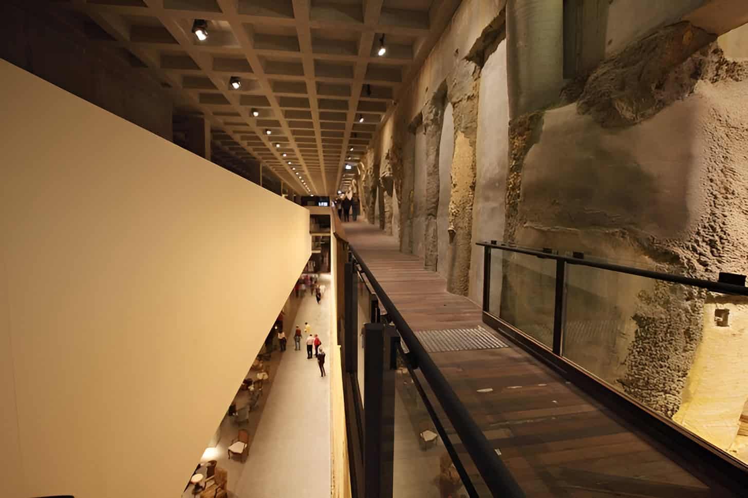 Long walkway and underground architecture at MONA, the Museum of Old and New Art in Hobart.